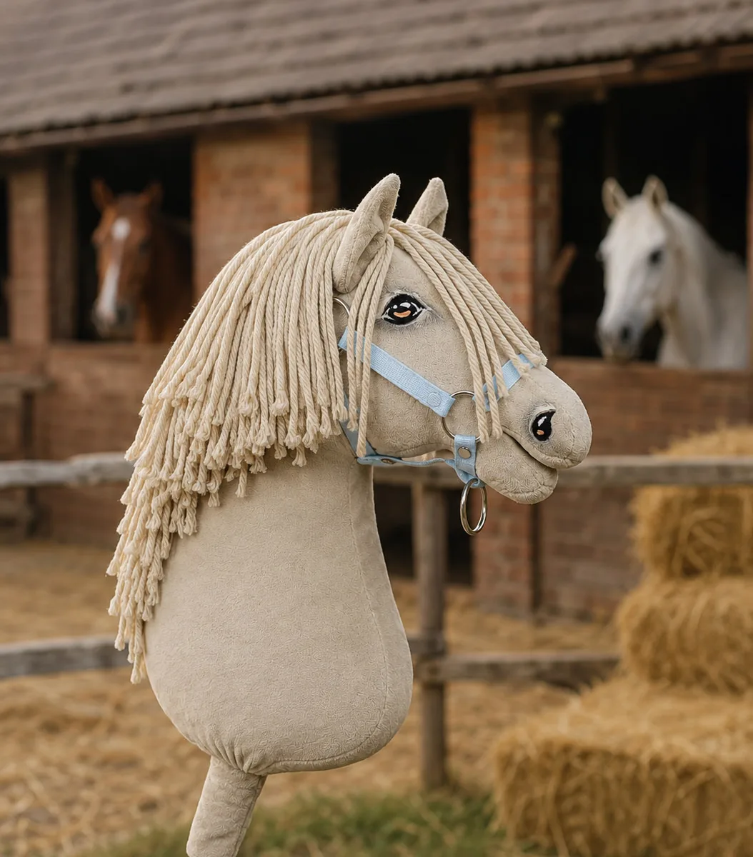 Žirgas ant lazdos „Super Hobby Horse Premium“, kremelo žirgas A3