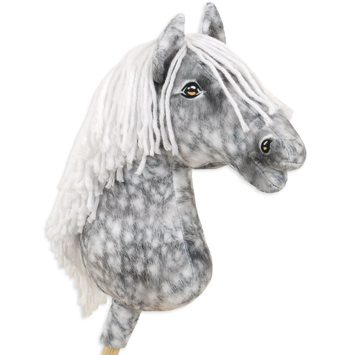 Žirgas ant lazdos „Super Hobby Horse Premium“, obuoliuotas širmas žirgas su baltais karčiais A3