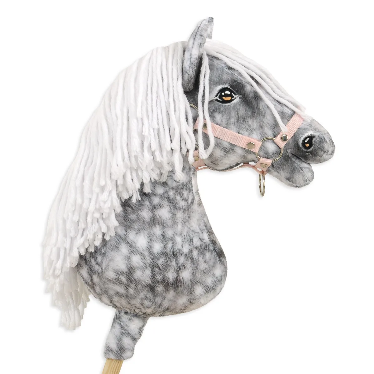 Žirgas ant lazdos „Super Hobby Horse Premium“, obuoliuotas širmas žirgas su baltais karčiais A3