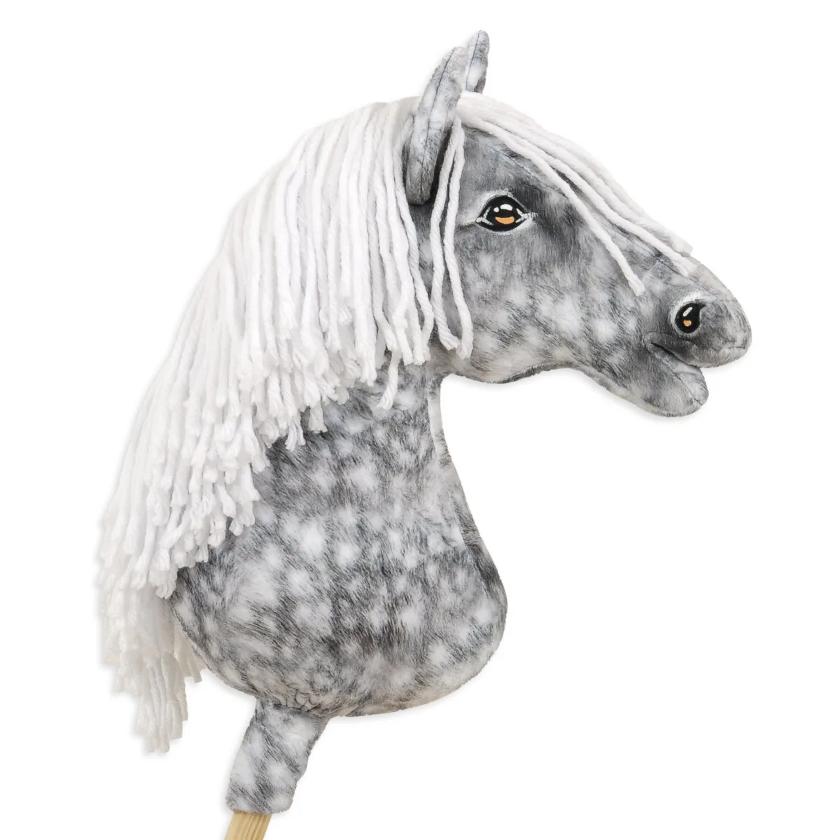 Žirgas ant lazdos „Super Hobby Horse Premium“, obuoliuotas širmas žirgas su baltais karčiais A3