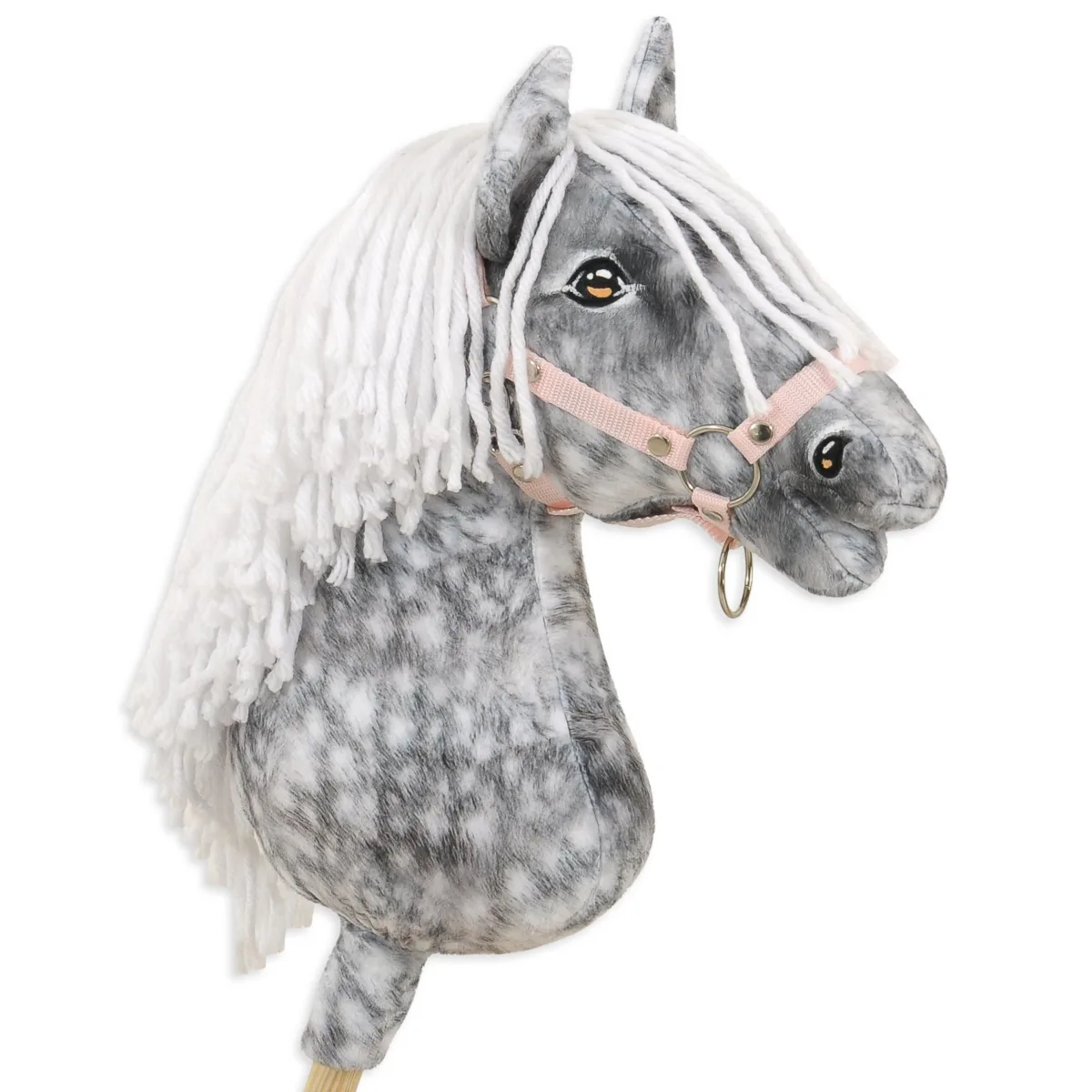 Žirgas ant lazdos „Super Hobby Horse Premium“, obuoliuotas širmas žirgas su baltais karčiais A3
