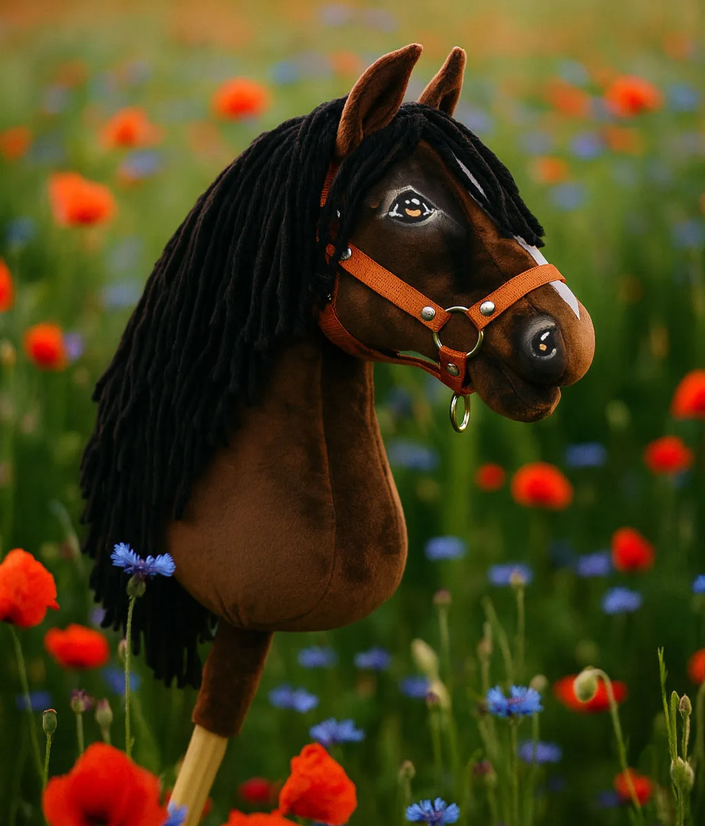 Žirgas ant lazdos „Super Hobby Horse Premium“, tamsiai bėras žirgas A3