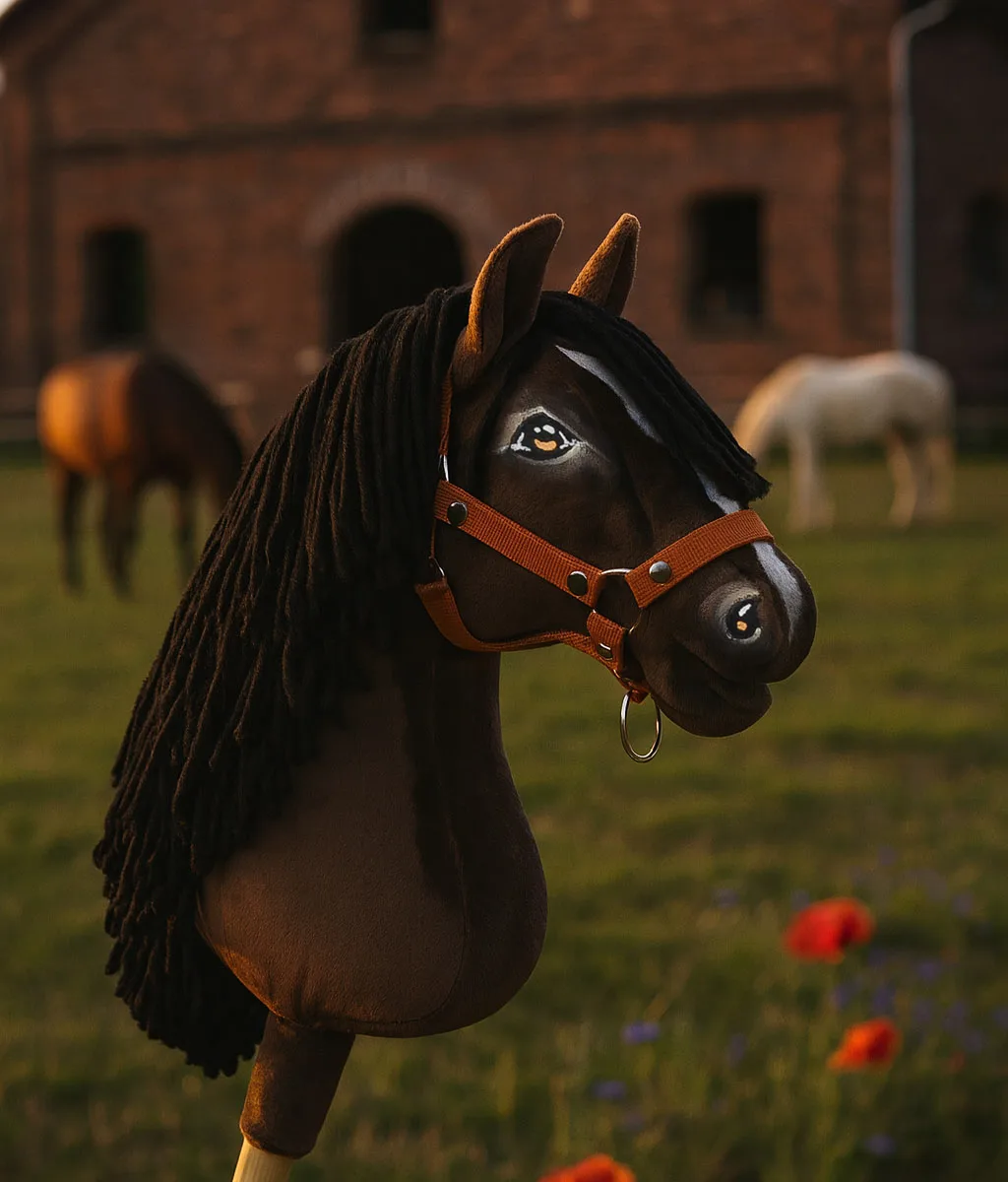 Žirgas ant lazdos „Super Hobby Horse Premium“, tamsiai bėras žirgas A3