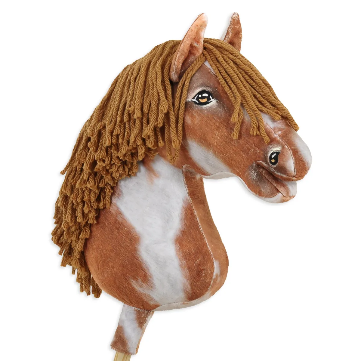Žirgas ant lazdos „Super Hobby Horse Premium“, margas tobiano bėras žirgas su rudais karčiais A3