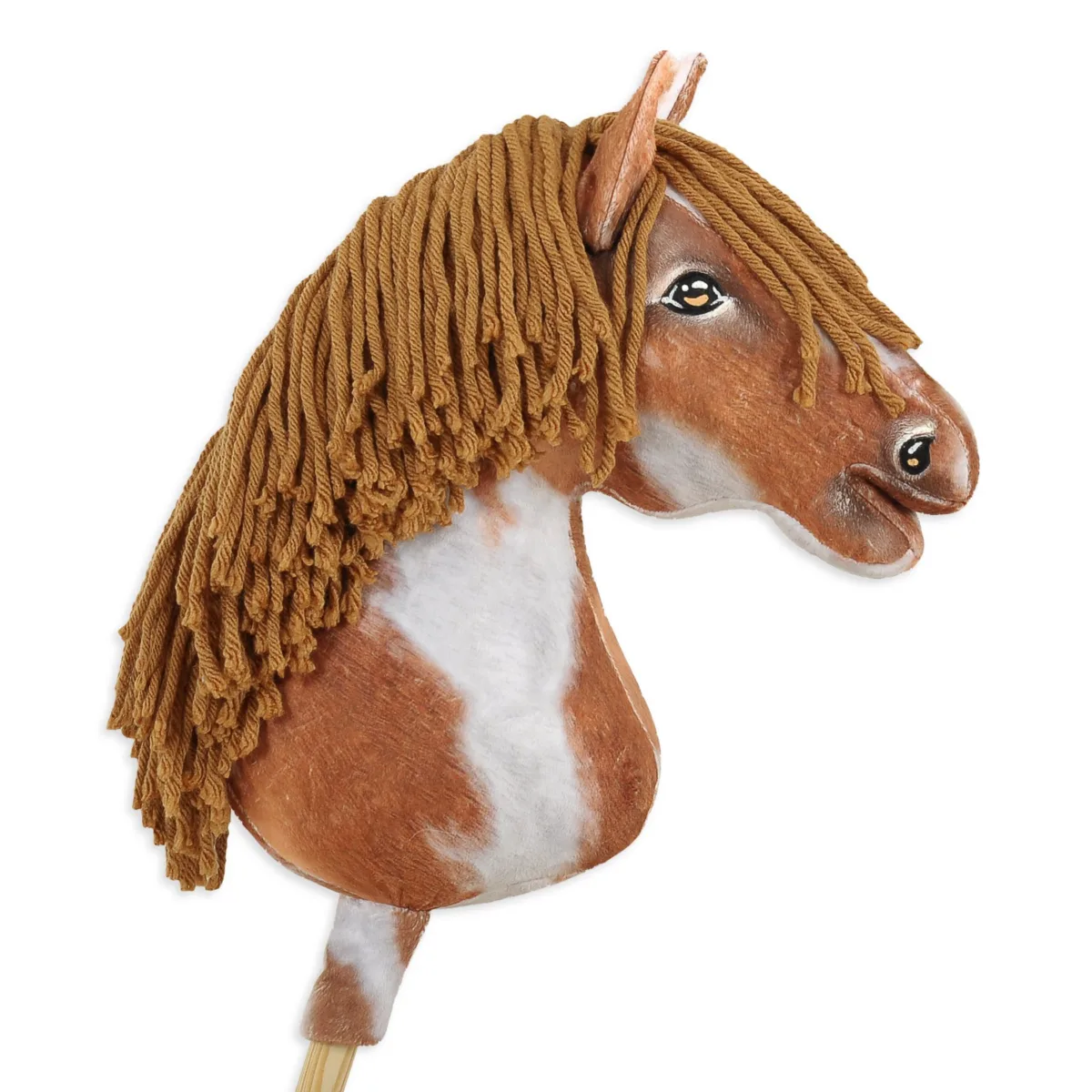 Žirgas ant lazdos „Super Hobby Horse Premium“, margas tobiano bėras žirgas su rudais karčiais A3