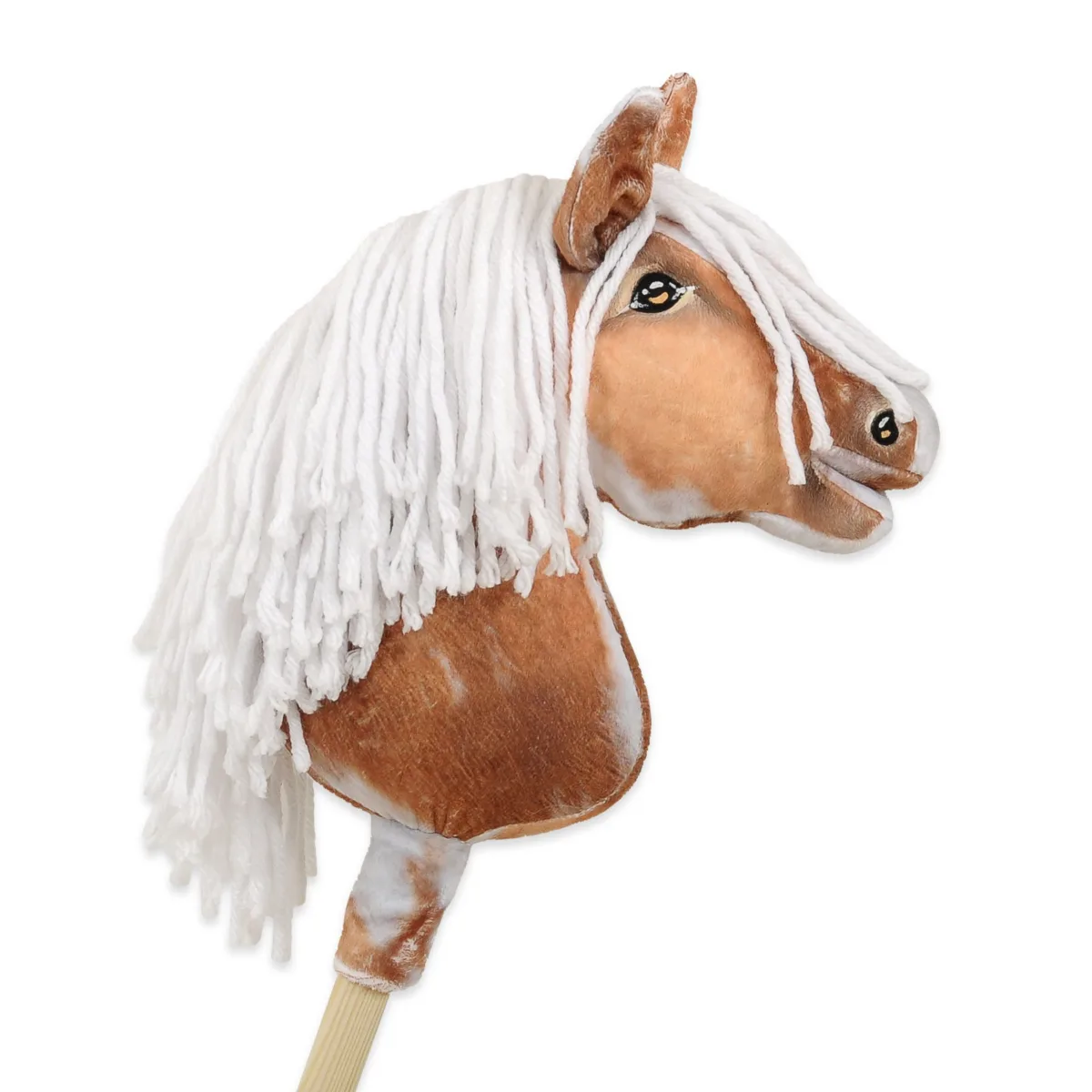 Žirgas ant lazdos „Super Hobby Horse Premium“, margas tobiano bėras žirgas su baltais karčiais A4