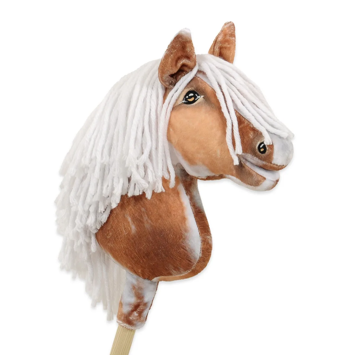 Žirgas ant lazdos „Super Hobby Horse Premium“, margas tobiano bėras žirgas su baltais karčiais A4