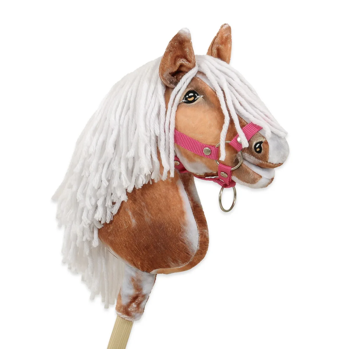 Žirgas ant lazdos „Super Hobby Horse Premium“, margas tobiano bėras žirgas su baltais karčiais A4
