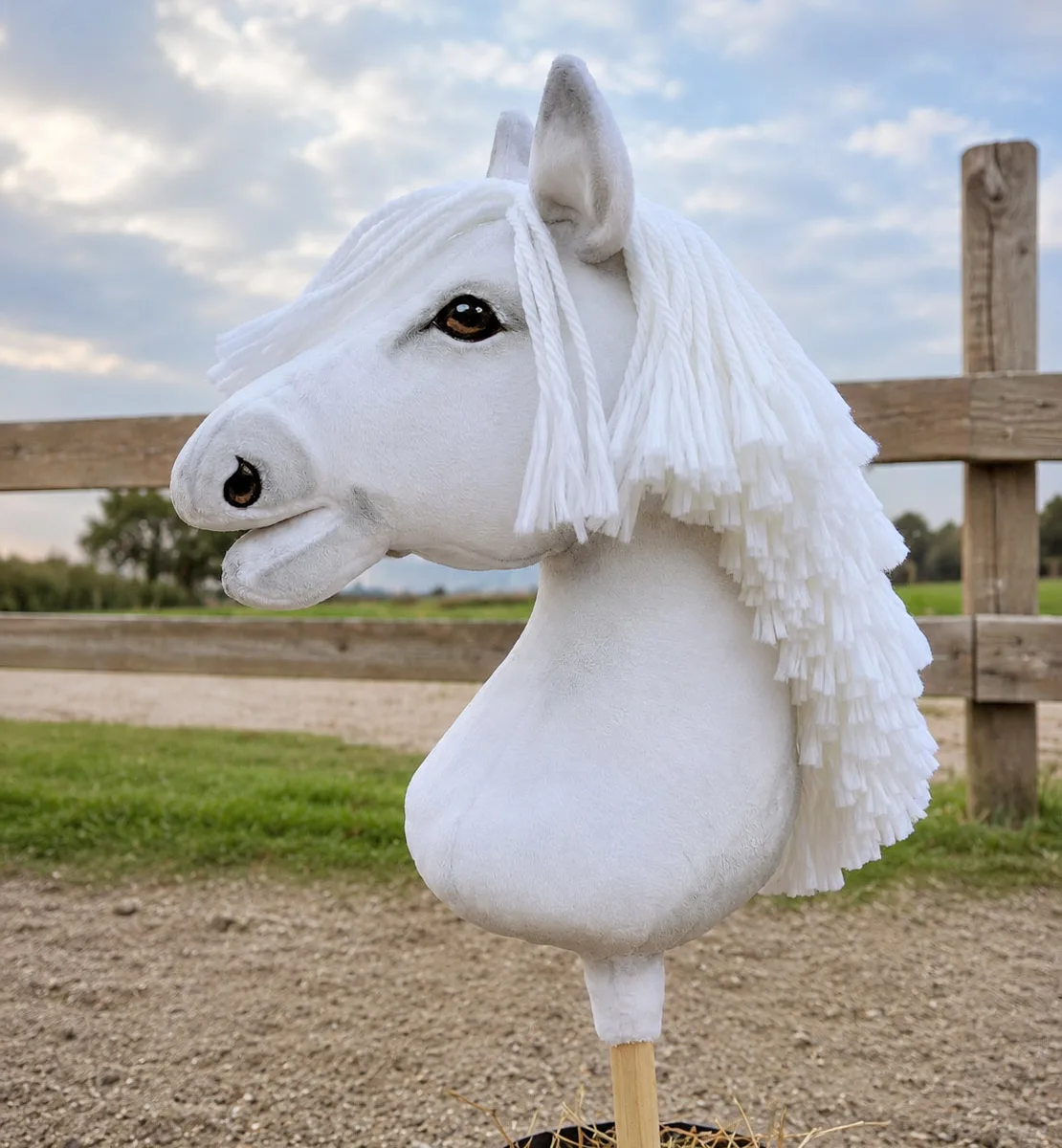 Žirgas ant lazdos „Super Hobby Horse Premium“, baltas A3