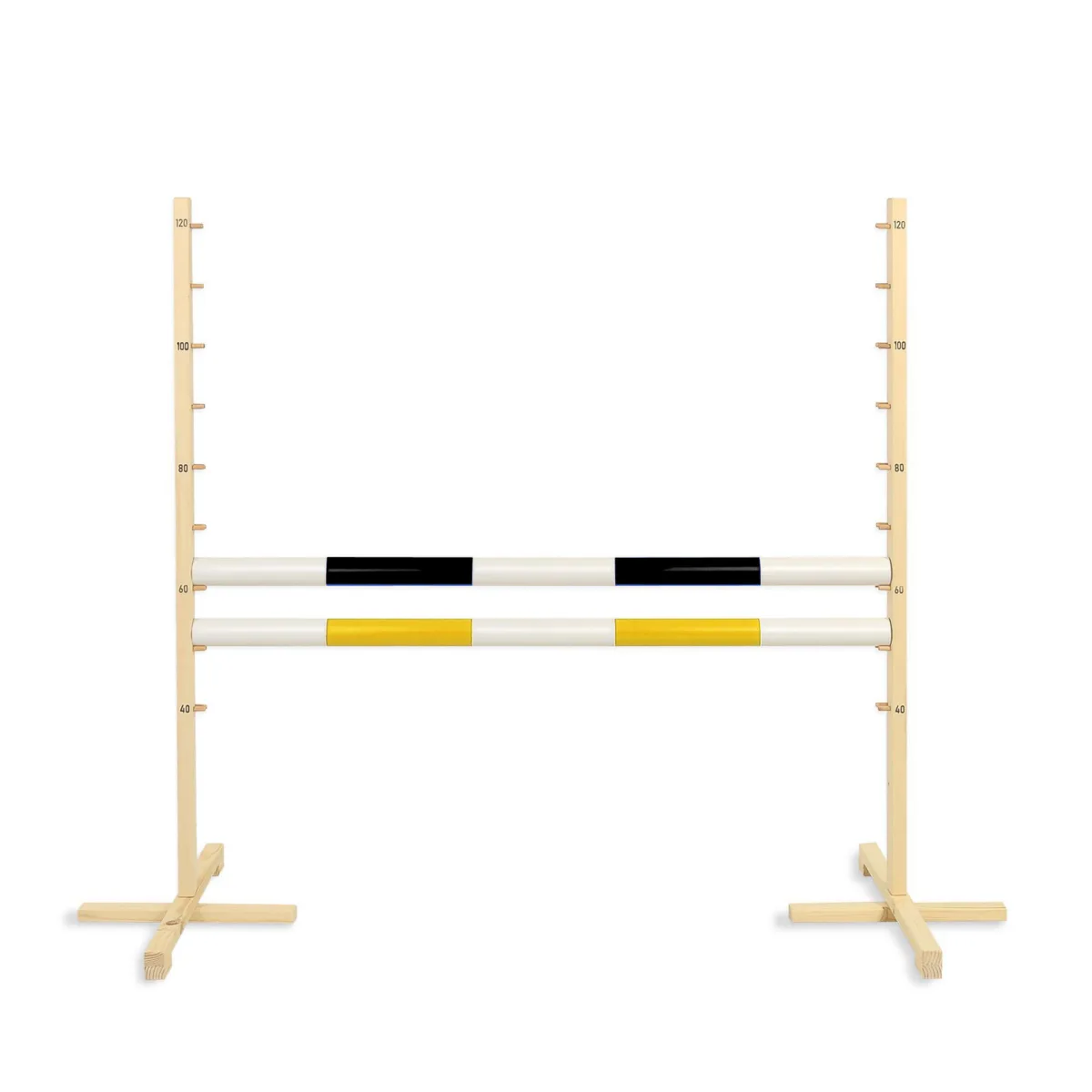 Kliūtis šuoliams „Hobby Horse“ žirgui, 120 cm, su dviem kartelėmis, juoda ir geltona