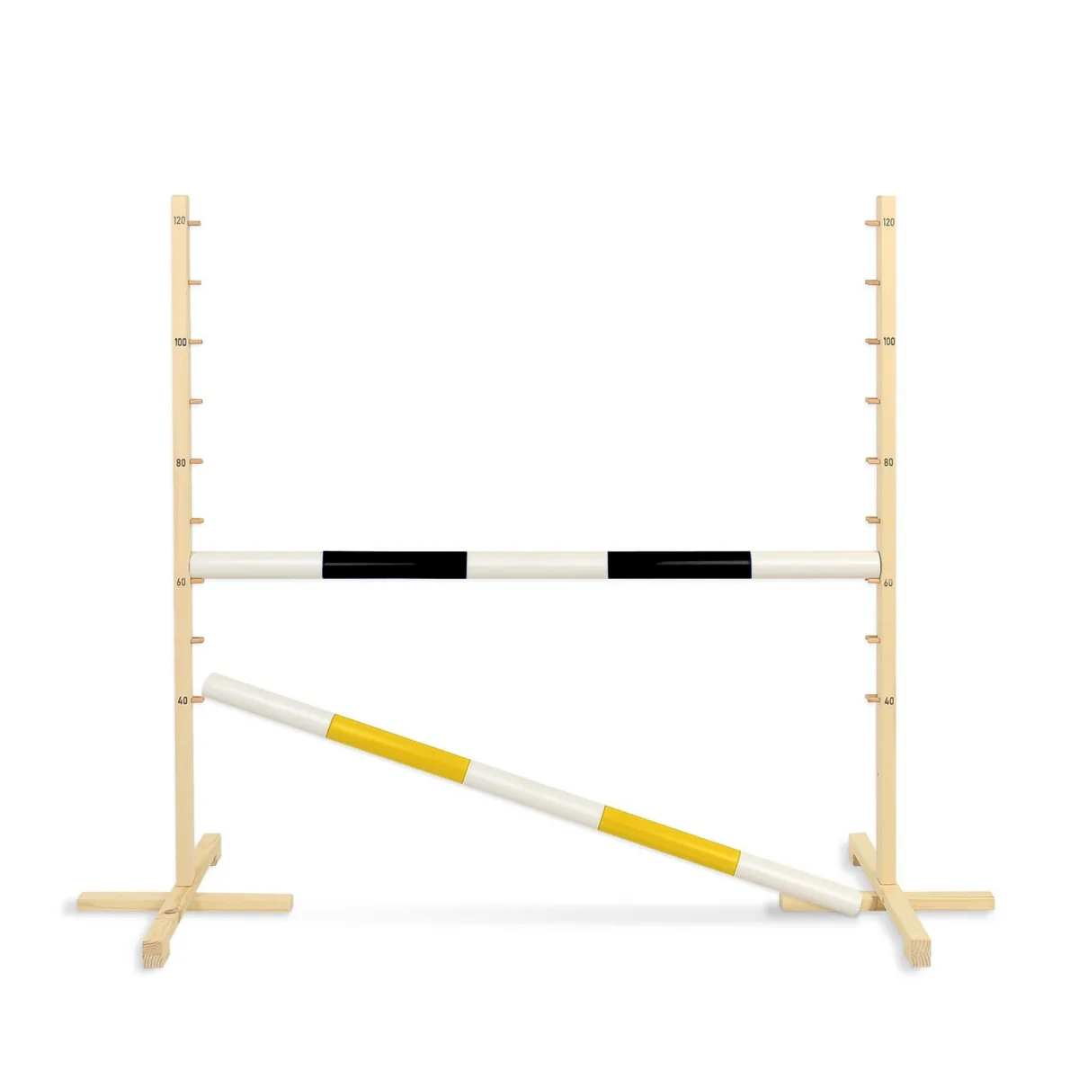 Kliūtis šuoliams „Hobby Horse“ žirgui, 120 cm, su dviem kartelėmis, juoda ir geltona