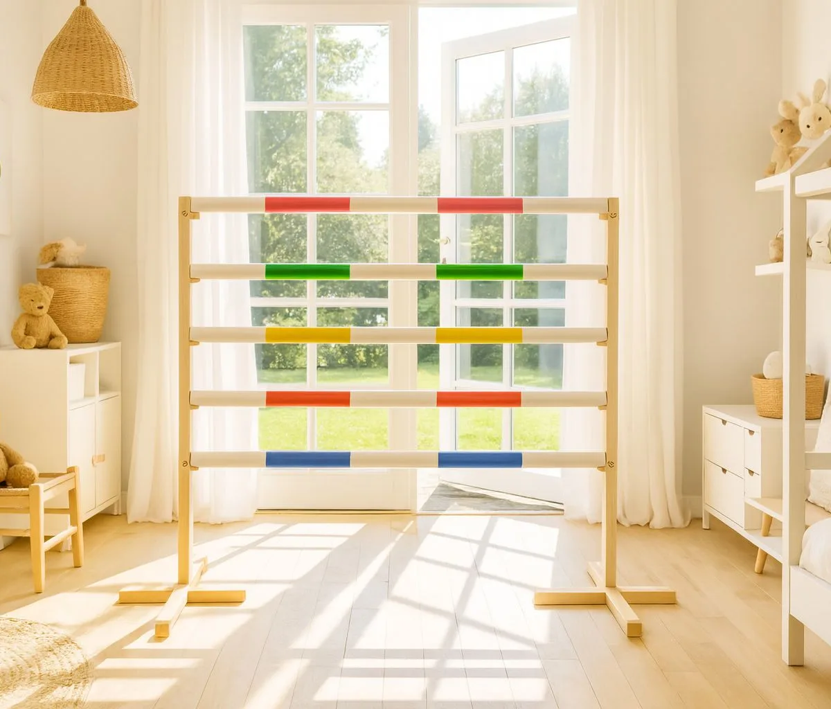 Kliūtis šuoliams „Hobby Horse“ žirgui, 120 cm, su dviem kartelėmis, spalvos: mėlyna ir rožinė