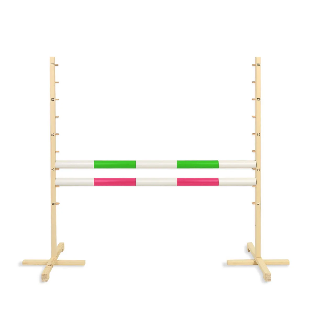 Kliūtis šuoliams „Hobby Horse“ žirgui, 120 cm, su dviem kartelėmis, žalia ir rožinė