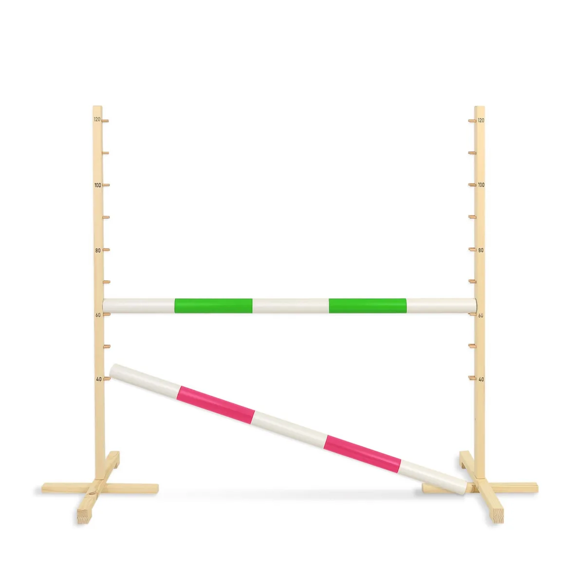 Kliūtis šuoliams „Hobby Horse“ žirgui, 120 cm, su dviem kartelėmis, žalia ir rožinė