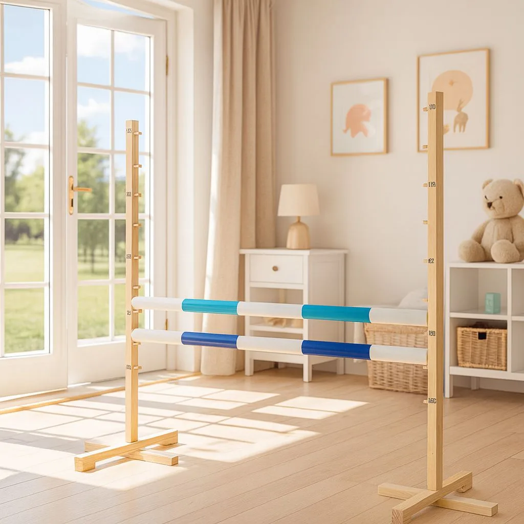 Kliūtis šuoliams „Hobby Horse“ žirgui, 120 cm, su dviem kartelėmis, spalvos: mėlyna ir rožinė