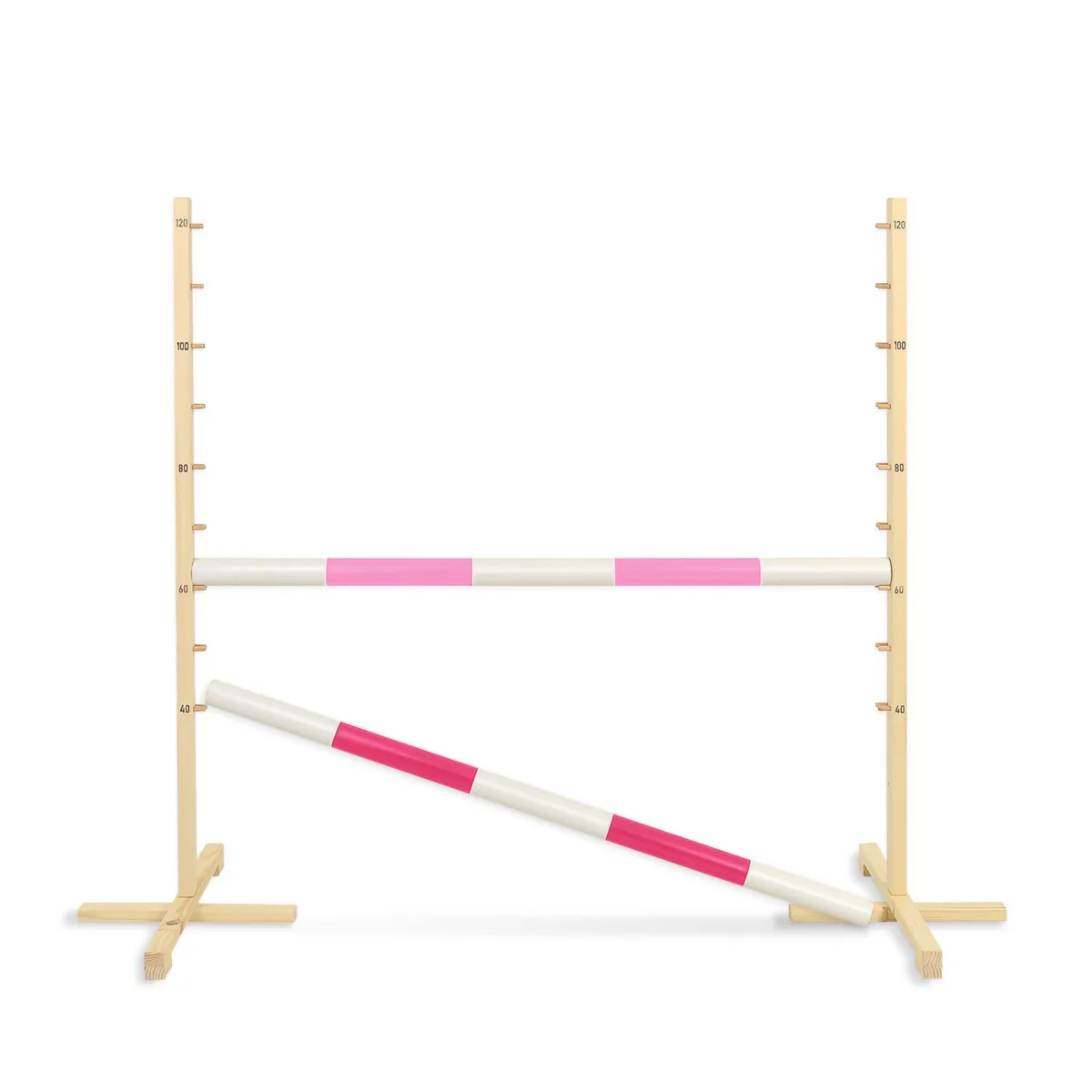 Kliūtis šuoliams „Hobby Horse“ žirgui, 120 cm, su dviem kartelėmis, spalvos: mėlyna ir rožinė