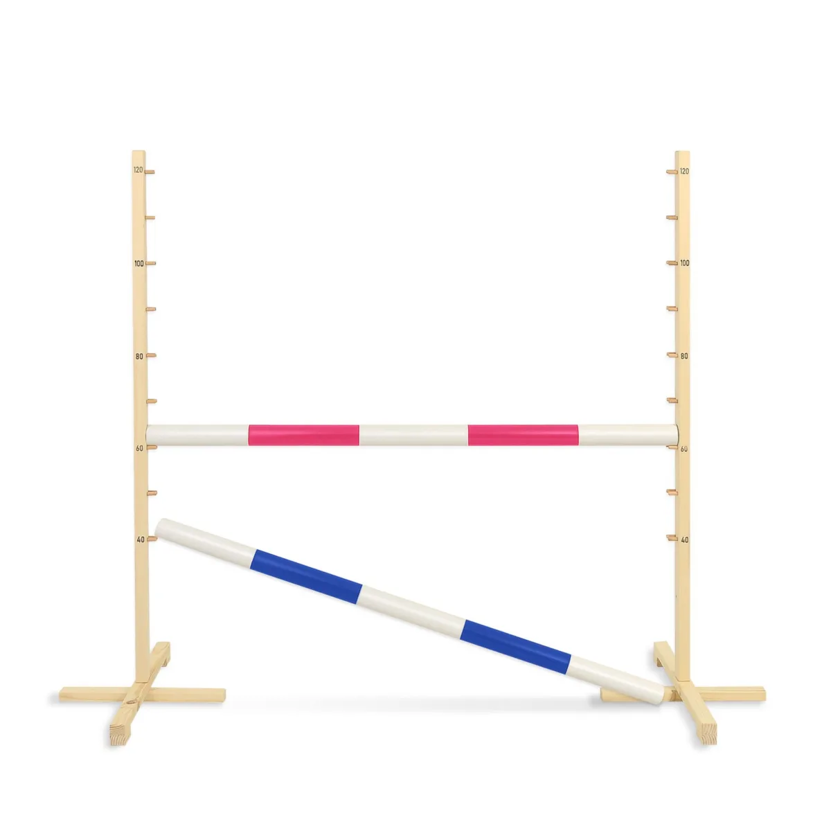 Kliūtis šuoliams „Hobby Horse“ žirgui, 120 cm, su dviem kartelėmis, rožinė ir mėlyna
