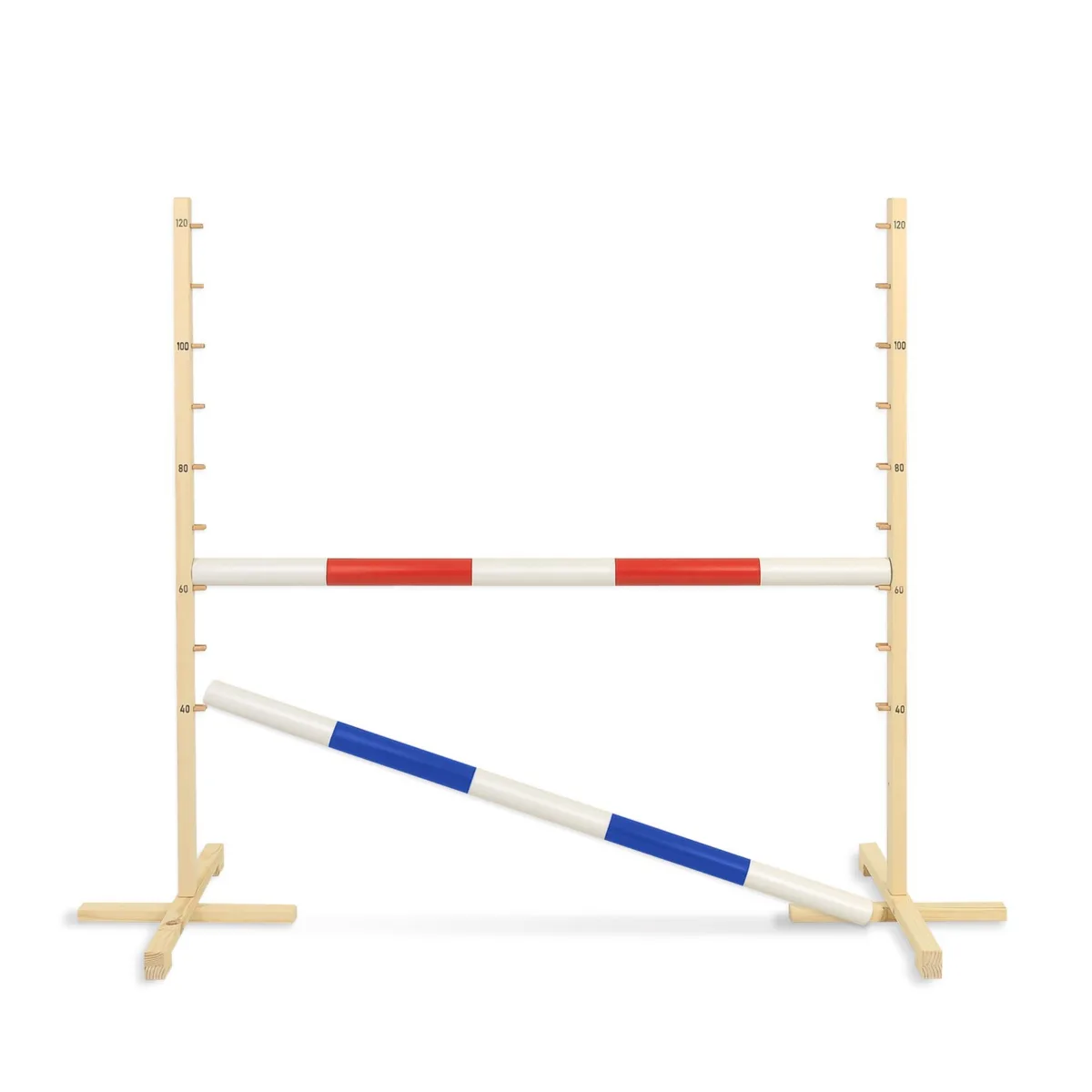 Kliūtis šuoliams „Hobby Horse“ žirgui, 120 cm, su dviem kartelėmis, raudona ir mėlyna