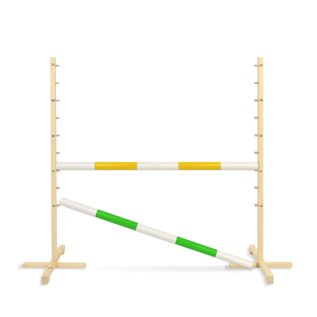Kliūtis šuoliams „Hobby Horse“ žirgui, 120 cm, su dviem kartelėmis, geltona ir žalia