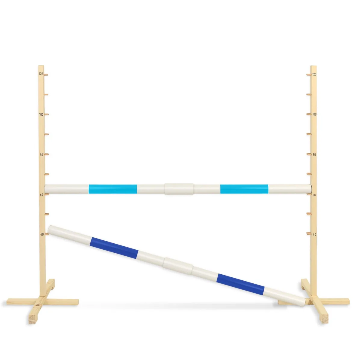 Kliūtis šuoliams „Hobby Horse“ žirgui, 160 cm, aukštis 120 cm, su dviem kartelėmis, spalvos: mėlyna ir rožinė