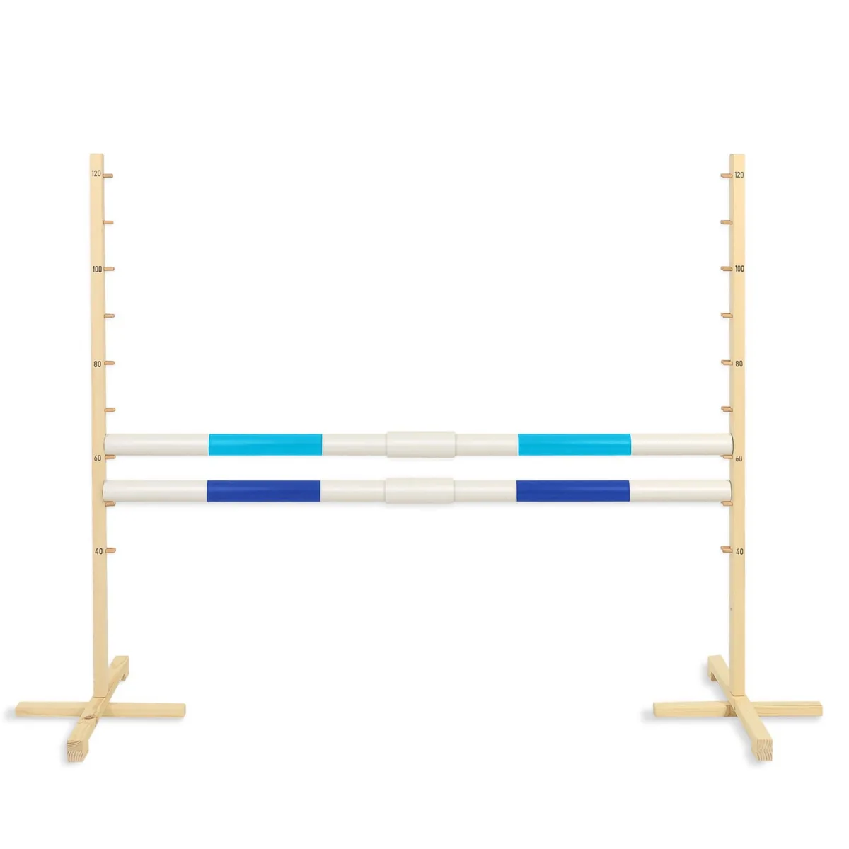 Kliūtis šuoliams „Hobby Horse“ žirgui, 160 cm, aukštis 120 cm, su dviem kartelėmis, spalvos: mėlyna ir rožinė