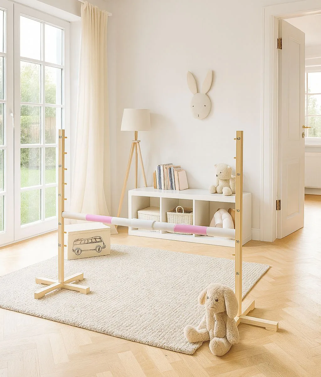 Kliūtis šuoliams „Hobby Horse“ žirgui, 160 cm, aukštis 120 cm, kartelė šviesiai rožinė