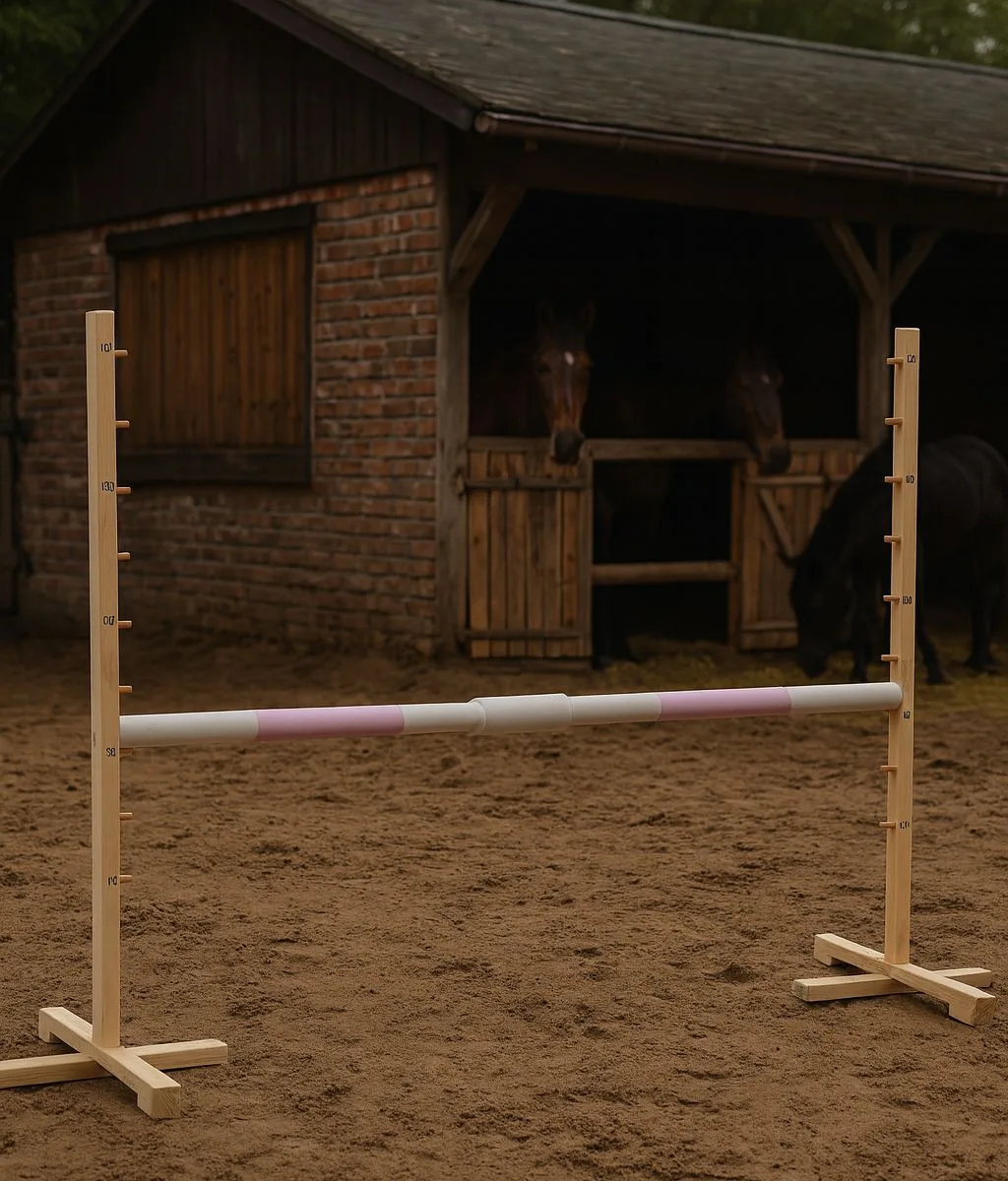 Kliūtis šuoliams „Hobby Horse“ žirgui, 160 cm, aukštis 120 cm, kartelė šviesiai rožinė