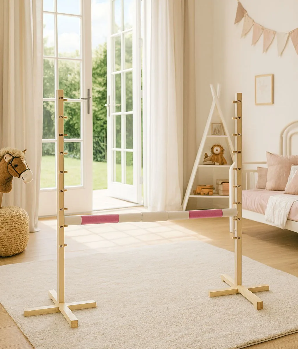 Kliūtis šuoliams „Hobby Horse“ žirgui, 160 cm, aukštis 120 cm, kartelė rožinė