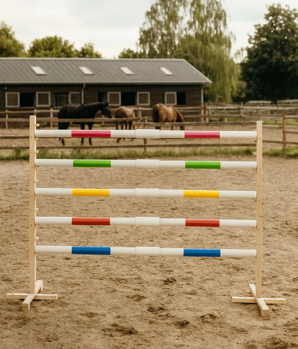 Kliūtis šuoliams „Hobby Horse“ žirgui, 160 cm, aukštis 120 cm, kartelė rožinė