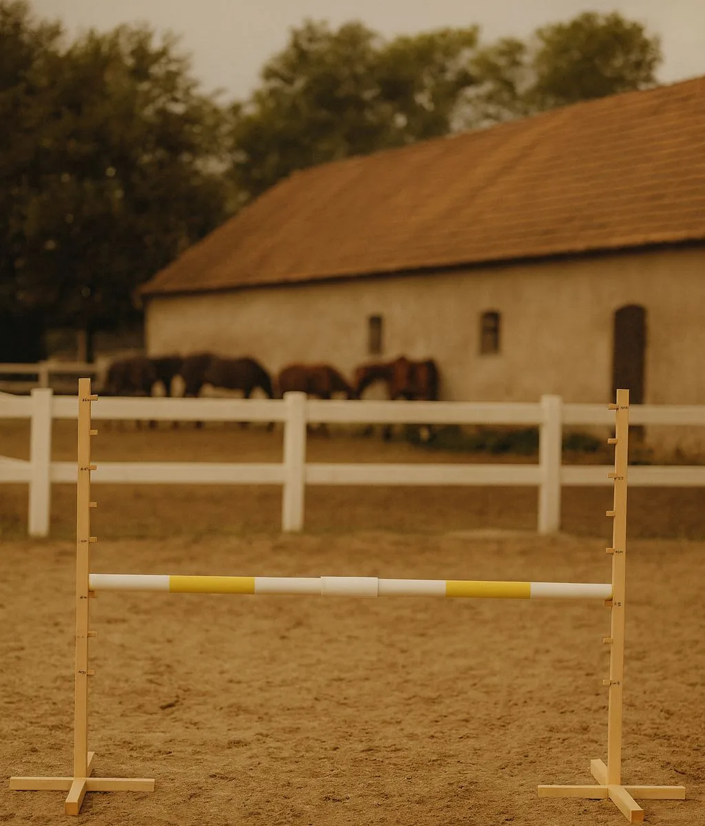 Kliūtis šuoliams „Hobby Horse“ žirgui, 160 cm, aukštis 120 cm, kartelė geltona