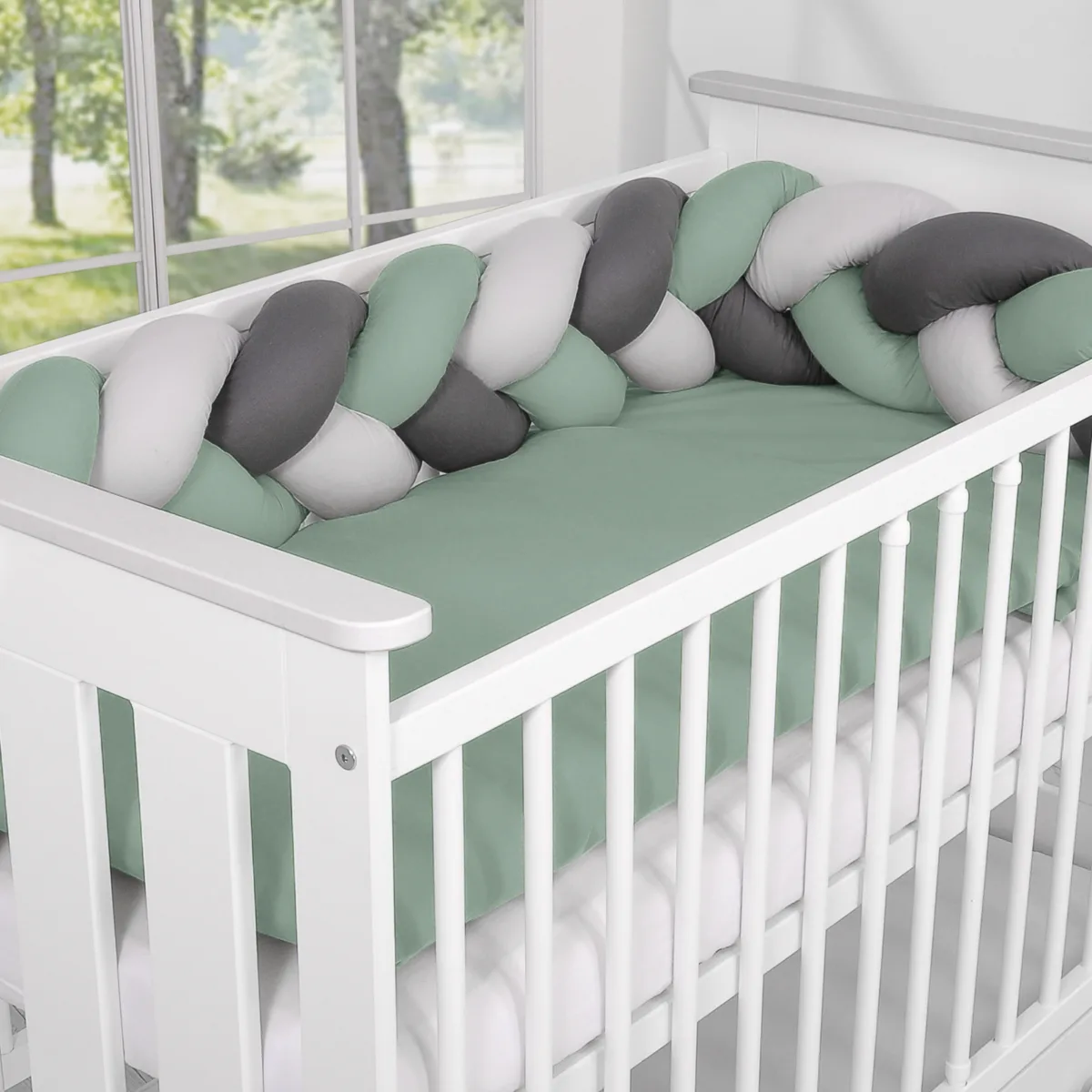 Pinta apsauga lovytei, pastelinė žalia ir pilka, spalva: antracito