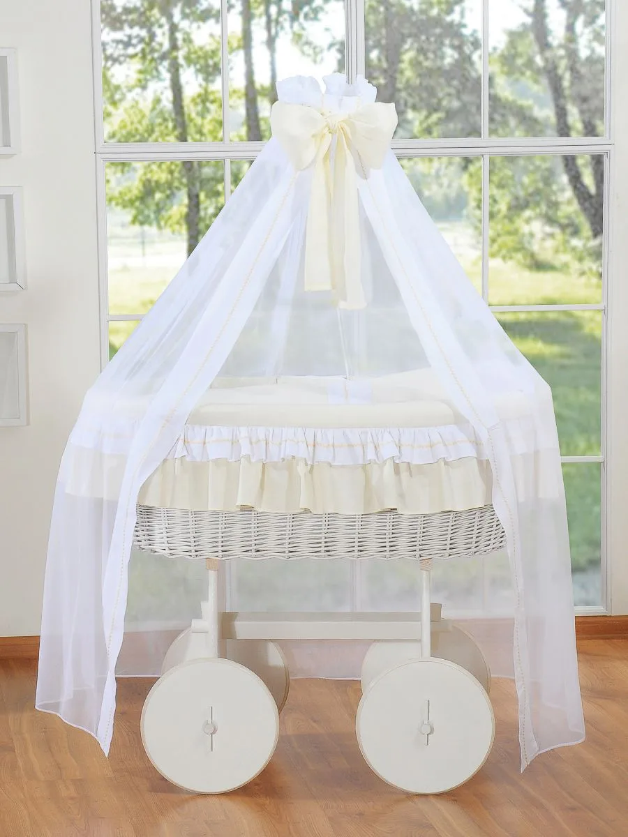 Pintas Mozės krepšelis su baldakimu „Deluxe Bellamy“, spalvos: rožinė ir smėlio