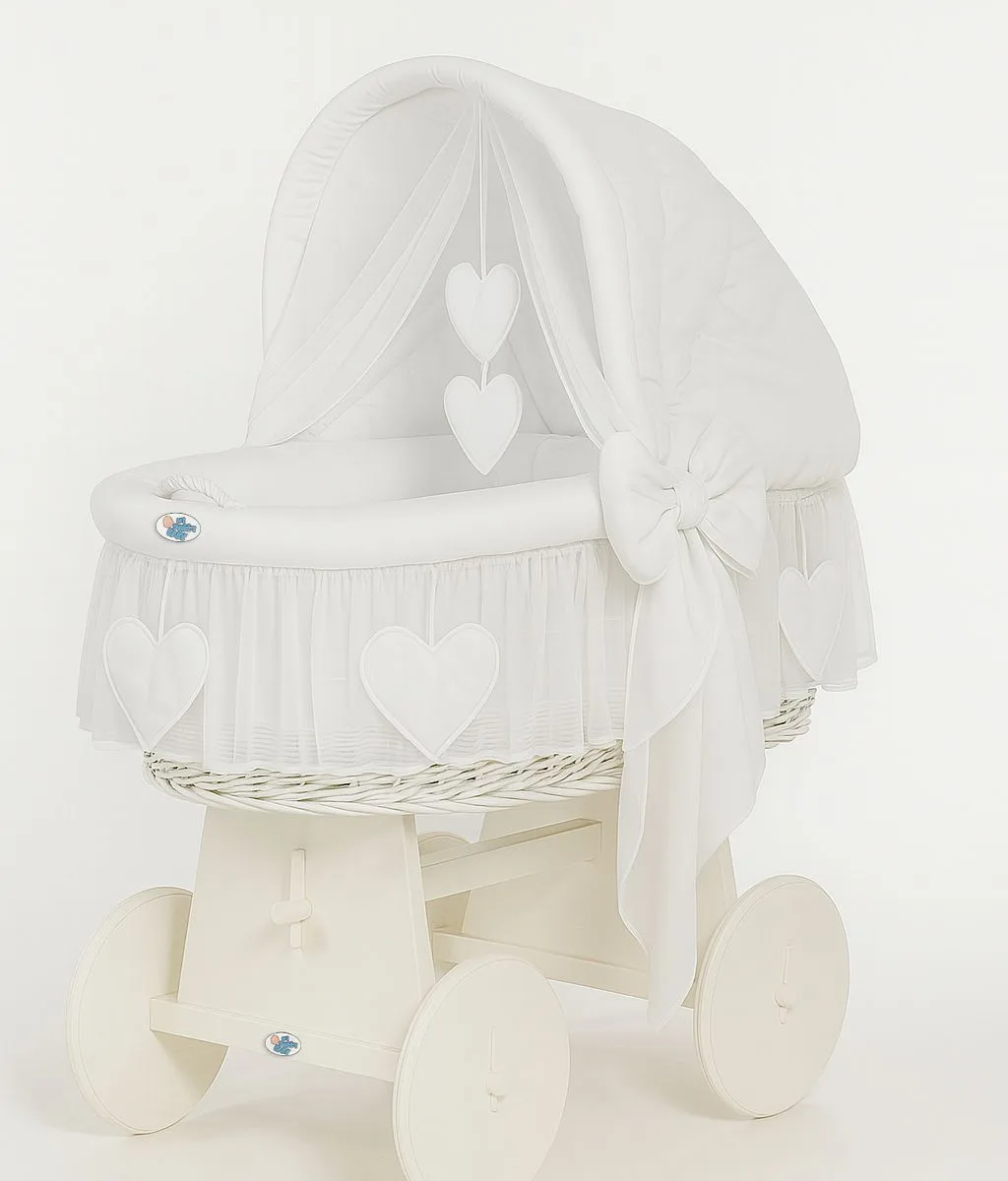 Pintas Mozės krepšelis su gaubtu „Amelie“, spalvos: balta, mėlyna ir pilka