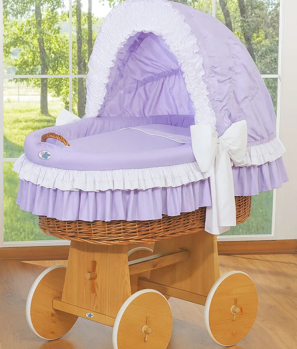 Pintas Mozės krepšelis su gaubtu „Bellamy“, spalvos: smėlio ir violetinė