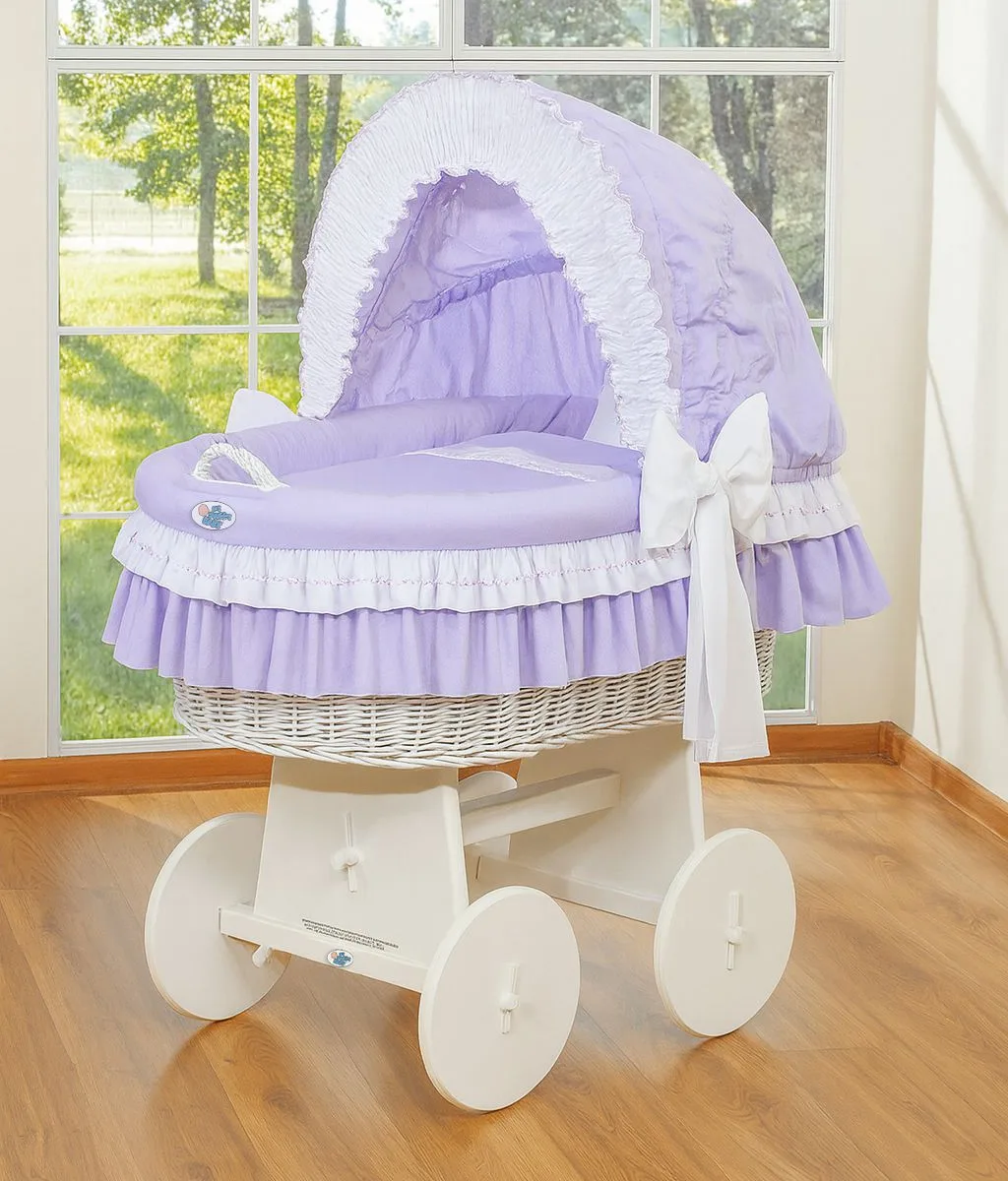 Pintas Mozės krepšelis su gaubtu „Bellamy“, spalvos: smėlio ir violetinė