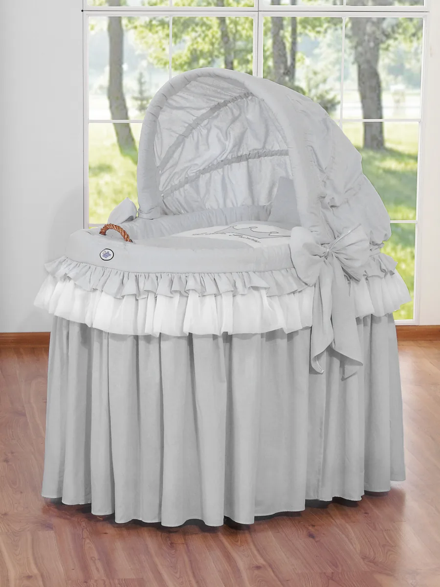 Pintas Mozės krepšelis su gaubtu, „Little Princess“, spalva: pilka
