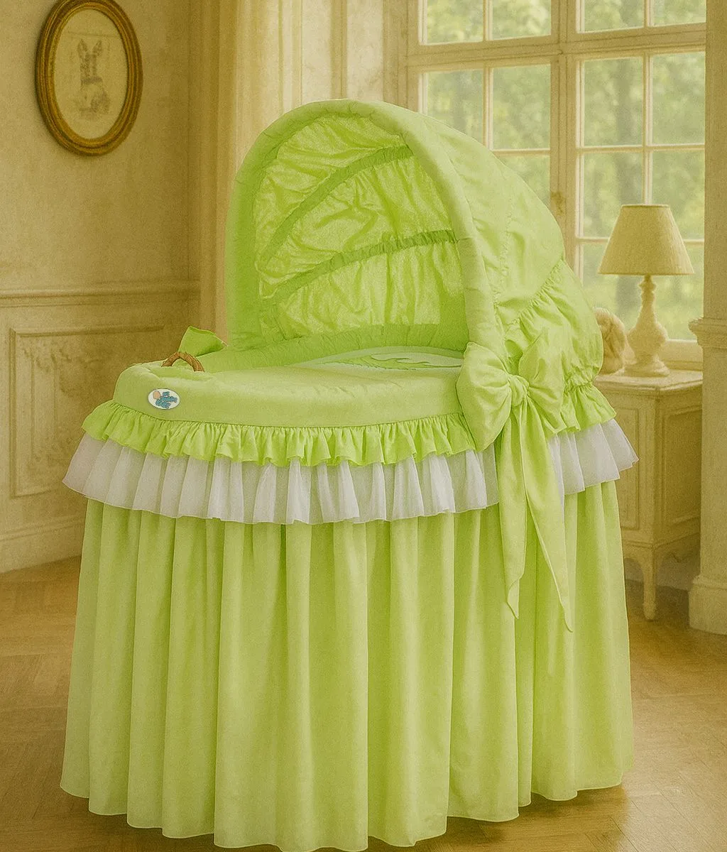 Pintas Mozės krepšelis su gaubtu, „Little Princess“, spalva: žalia