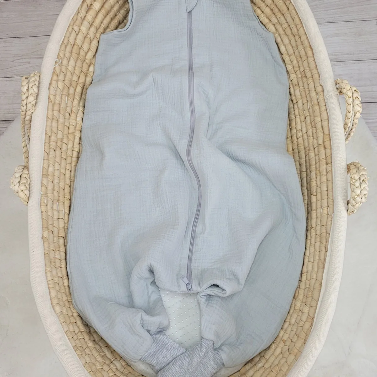 Muslino kūdikių miegmaišis su kojytėmis, XL, 2–4 m., vasarai, TOG 1.0, spalvos: pilka, rožinė ir smėlio