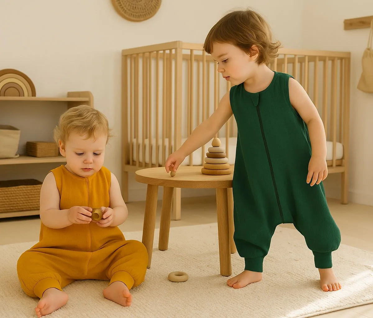 Muslino kūdikių miegmaišis su kojytėmis, XL, 2–4 m., vasarai, TOG 1.0, spalvos: geltona, mėlyna ir kitos