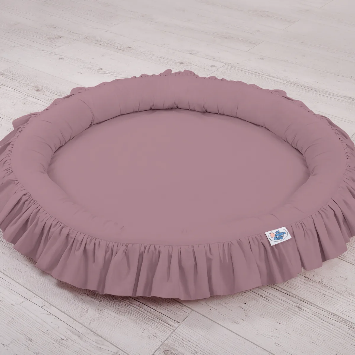 Lizdas su volanu, spalvos: rožinė, smėlio ir violetinė