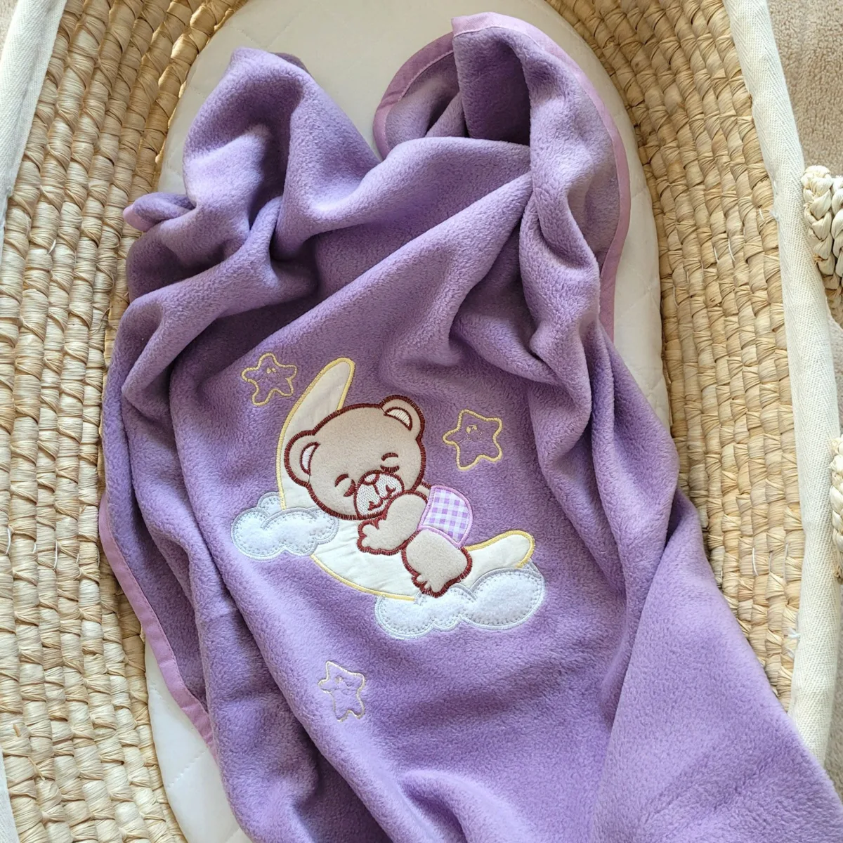 Flisinis pledas kūdikiams, spalvos: violetinė ir žalia