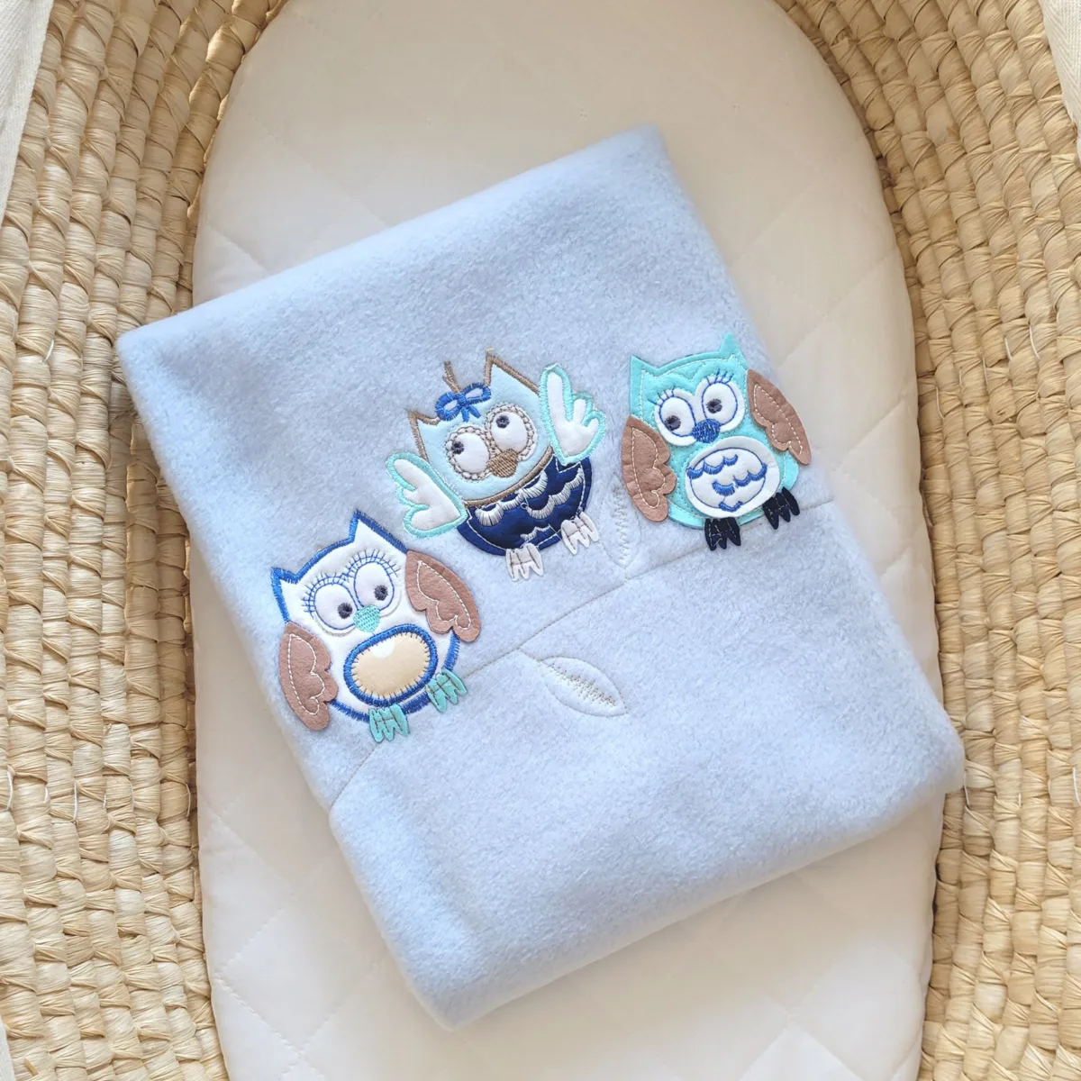 Flisinis pledas kūdikiams „Owls Bigi Zibi & Adele“, spalva: mėlyna