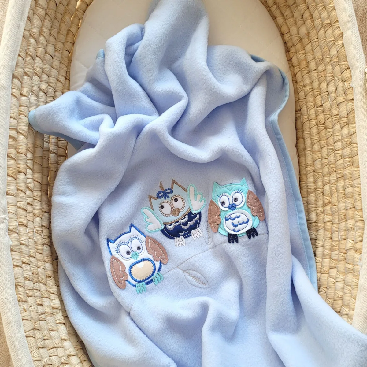 Flisinis pledas kūdikiams „Owls Bigi Zibi & Adele“, spalva: mėlyna