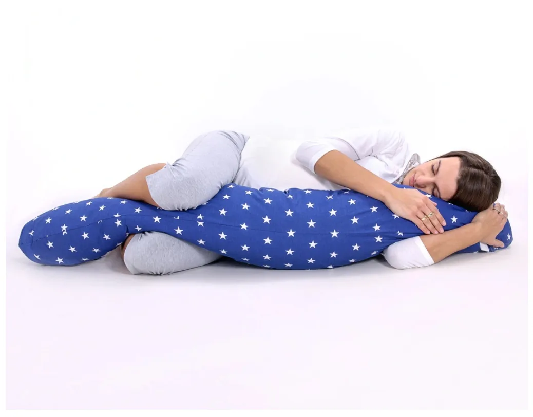 Nėščiosios pagalvė „Longer“ su nuimamu užvalkalu, spalvos: violetinė ir žalia