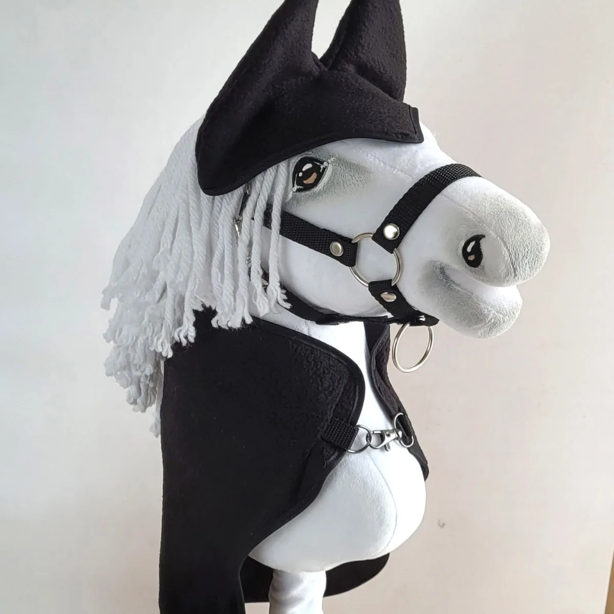 Rinkinys „Hobby Horse“ žirgui A3: flisinis apklotas ir ausinės, spalvos: geltona, juoda ir kitos