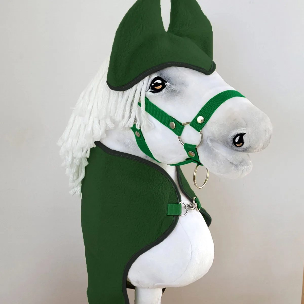 Rinkinys „Hobby Horse“ žirgui A3: flisinis apklotas ir ausinės, spalva: žalia
