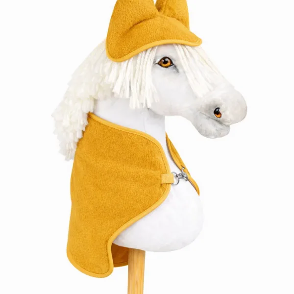 Rinkinys „Hobby Horse“ žirgui A3: flisinis apklotas ir ausinės, spalvos: geltona, juoda ir kitos