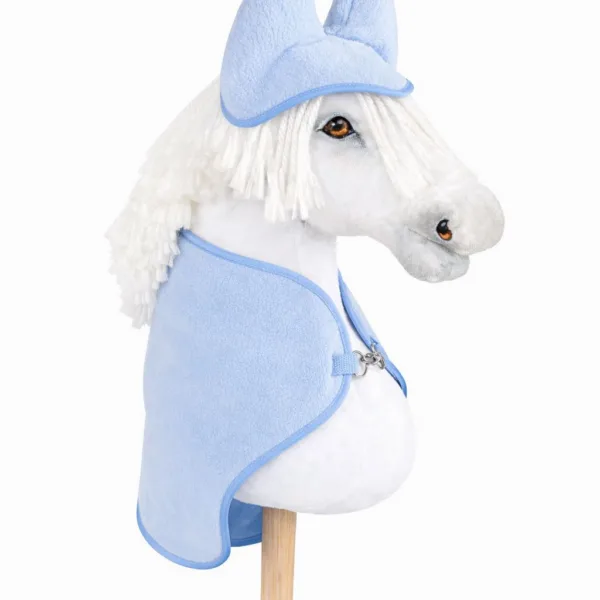 Rinkinys „Hobby Horse“ žirgui A3: flisinis apklotas ir ausinės, spalvos: mėlyna, oranžinė ir raudona