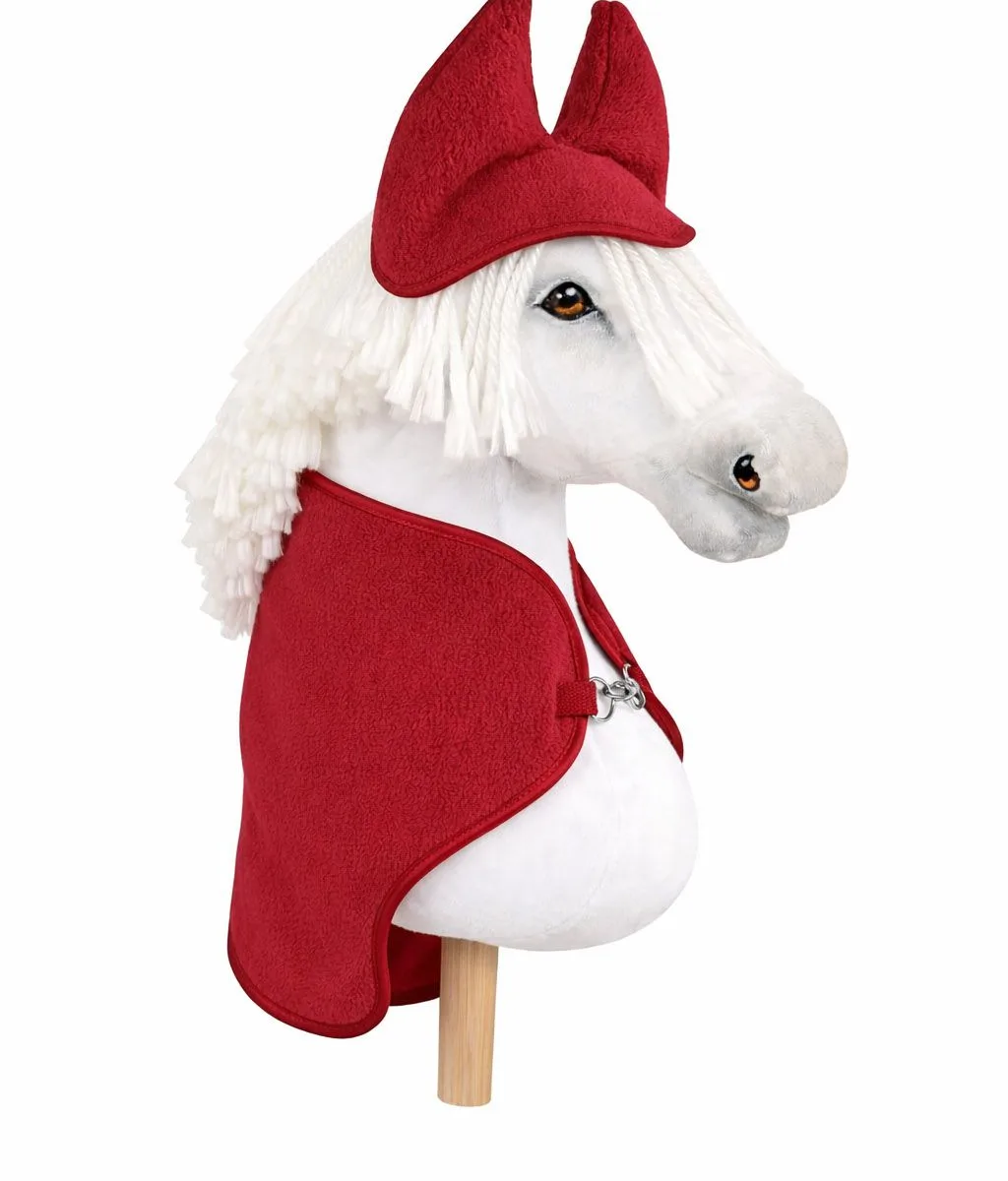 Rinkinys „Hobby Horse“ žirgams A4 ir A5: flisinis apklotas ir ausinės, spalvos: mėlyna, oranžinė ir raudona