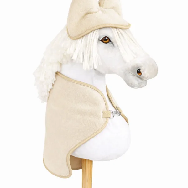Rinkinys „Hobby Horse“ žirgams A4 ir A5: flisinis apklotas ir ausinės, spalvos: smėlio, violetinė ir žalia